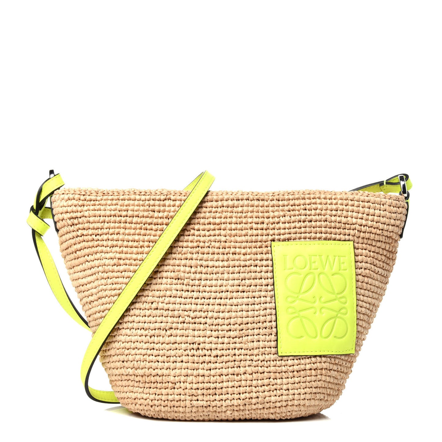 Raffia Crossbody Bag Natural Neon Yellow