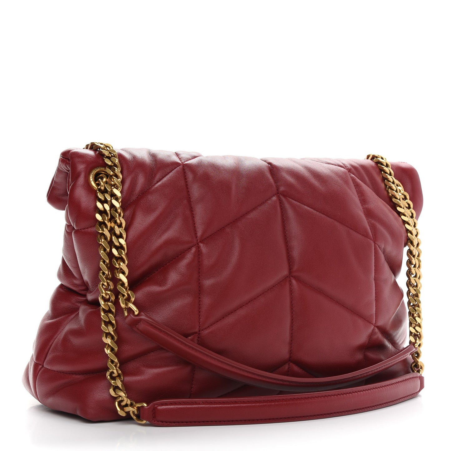 Lambskin Quilted Medium Loulou Puffer Monogram Chain Satchel Opyum Red