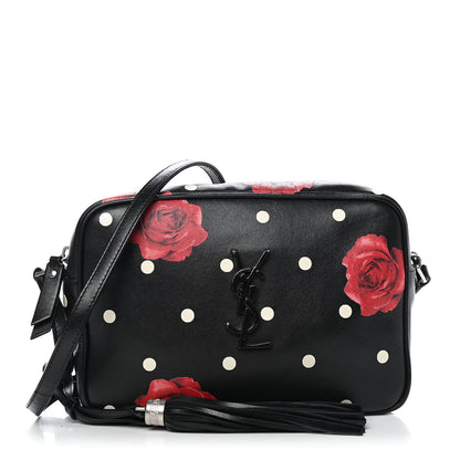Saint Laurent Calfskin Rose Print Monogram Lou Camera Bag Black 1 of 8