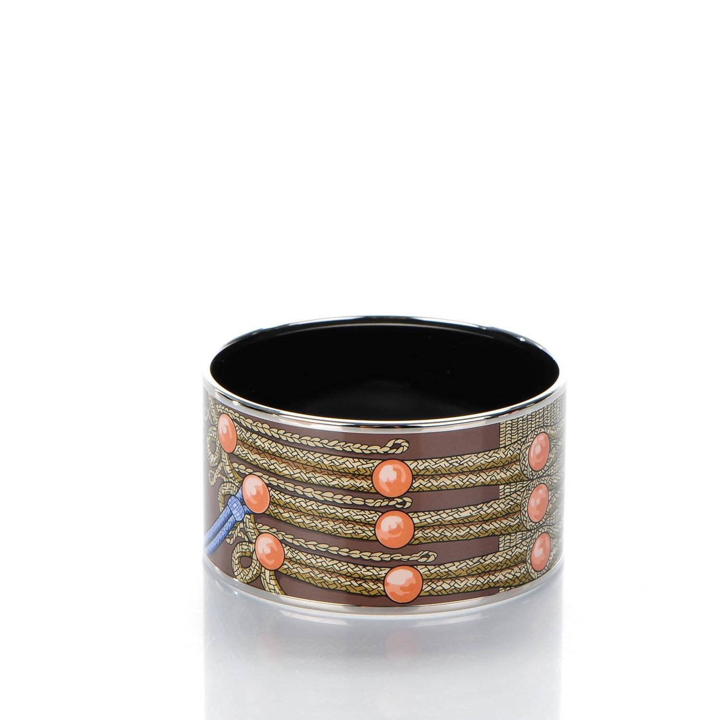 Enamel Printed Brandebourgs Extra Wide Bracelet 65 Passe Brown