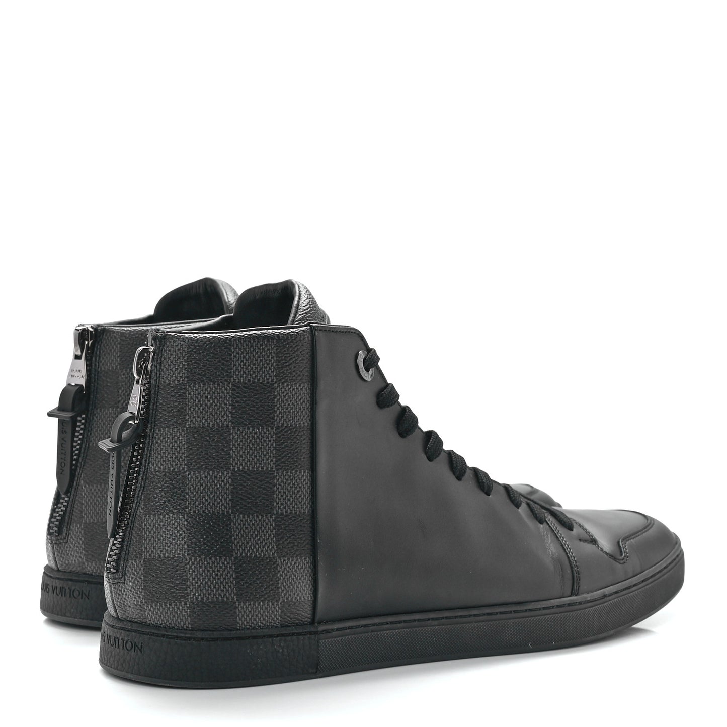 Calfskin Damier Graphite High Top Sneakers 8 Black