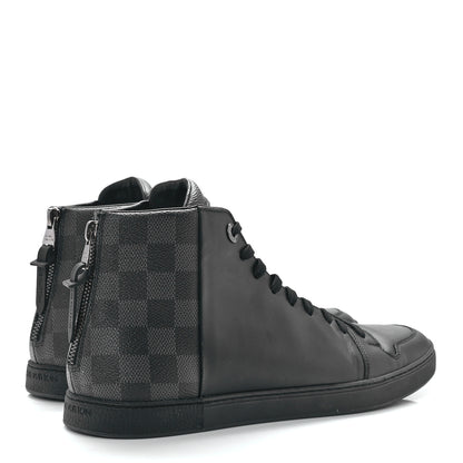 Louis Vuitton Calfskin Damier Graphite High Top Sneakers 8 Black 4 of 9