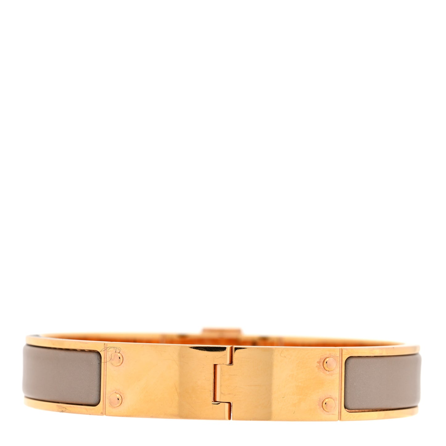 Enamel Charniere Uni Narrow Hinged Bracelet M Gris Clair