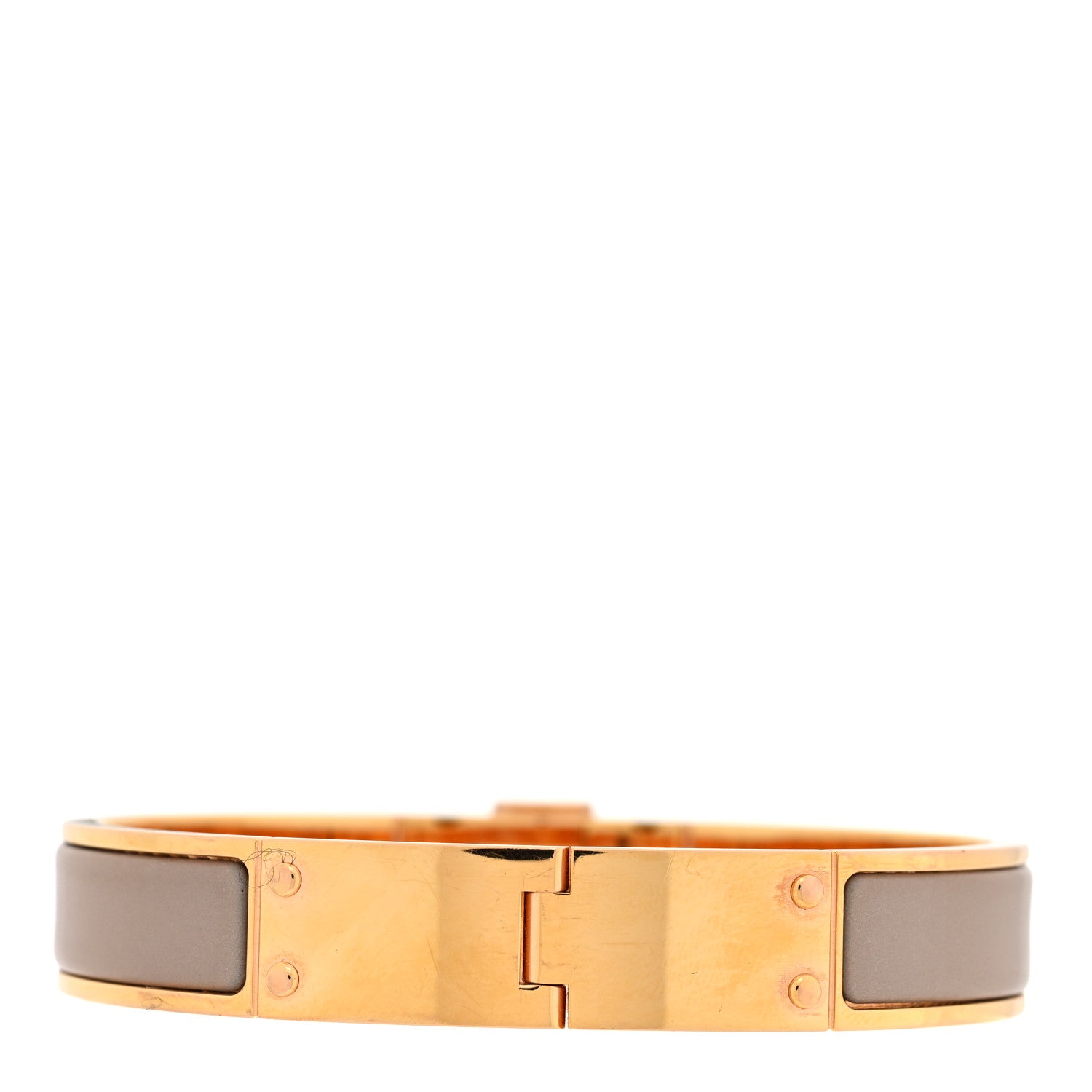 Hermes Enamel Charniere Uni Narrow Hinged Bracelet M Gris Clair 3 of 5