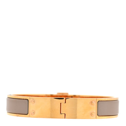 Hermes Enamel Charniere Uni Narrow Hinged Bracelet M Gris Clair 3 of 5