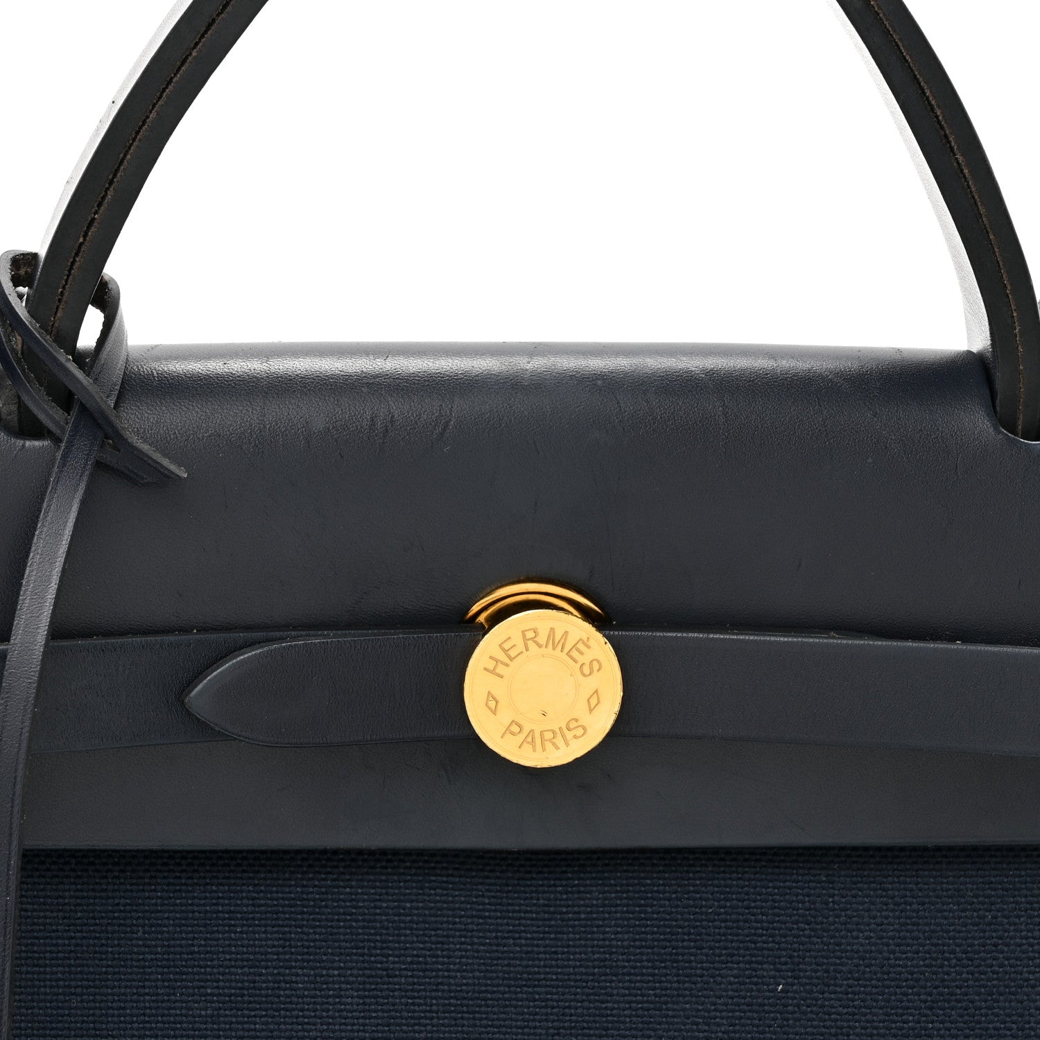 Hermes Military Toile Vache Hunter Herbag Zip Retourne 31 PM Bleu Marine Black 15 of 15