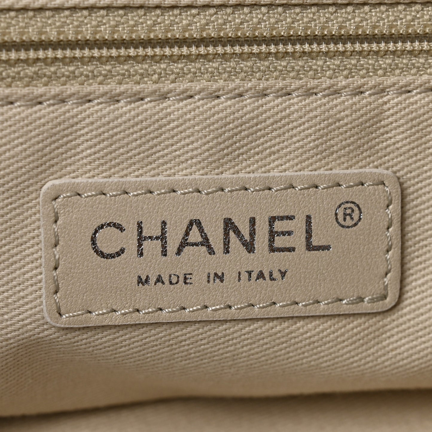 Grained Calfskin Stitched CC Pocket Tote Navy Blue