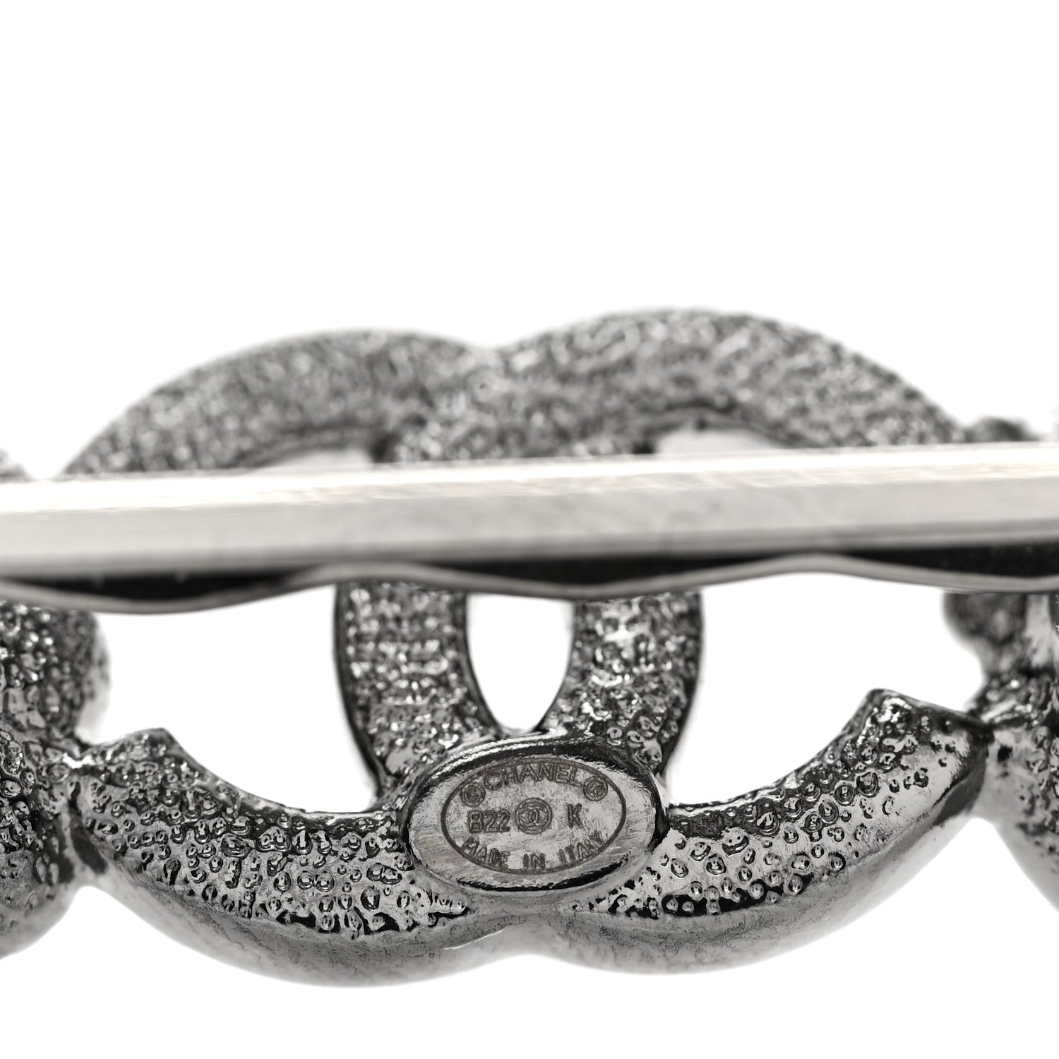 Chanel Crystal Pearl CC Flower Hair Clip Barrette Silver 3 of 4
