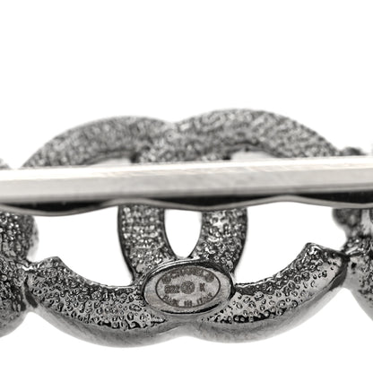 Chanel Crystal Pearl CC Flower Hair Clip Barrette Silver 3 of 4