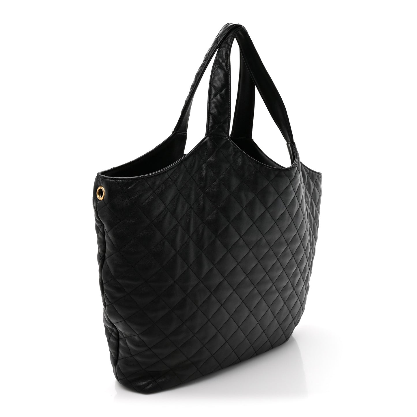 Lambskin Quilted Maxi Icare Shopping Tote Black