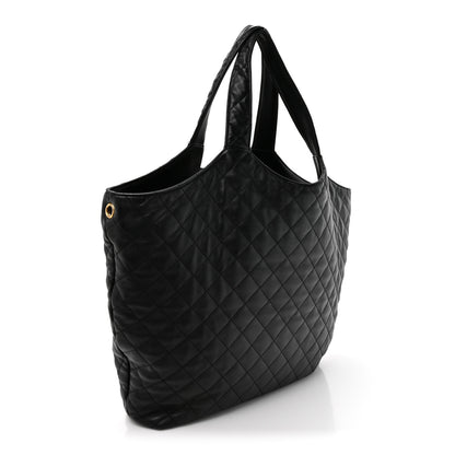 Saint Laurent Lambskin Quilted Maxi Icare Shopping Tote Black 4 of 14