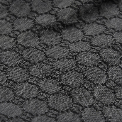 Gucci Wool Silk Fox Fur Monogram Shawl Scarf Black 7 of 8