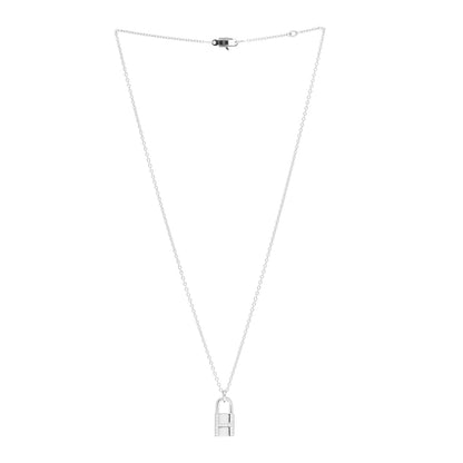 Hermes 18K White Gold Diamond Amulettes Cadenas Pendant Necklace 3 of 5