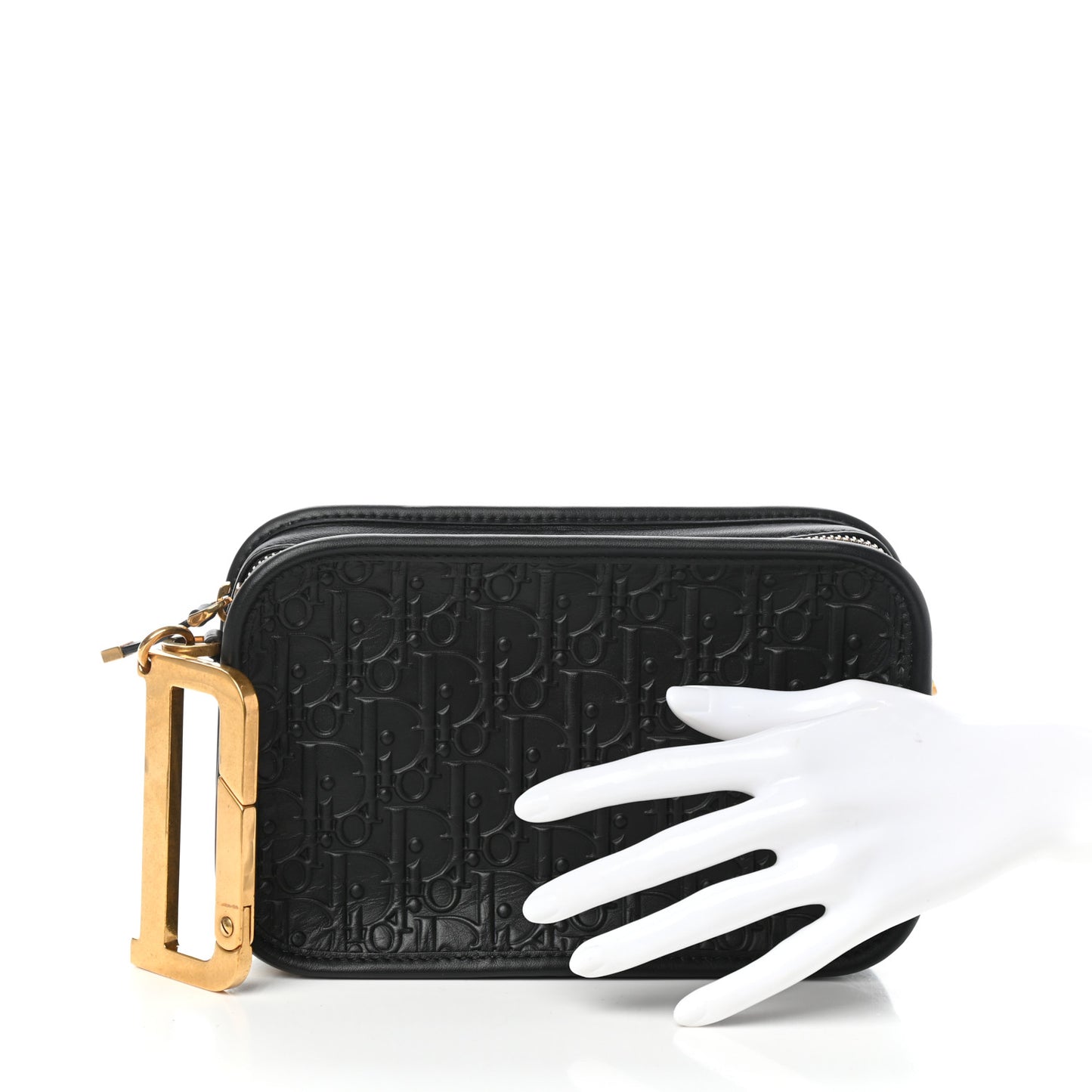 Calfskin Embossed Oblique Diorquake Clutch Black