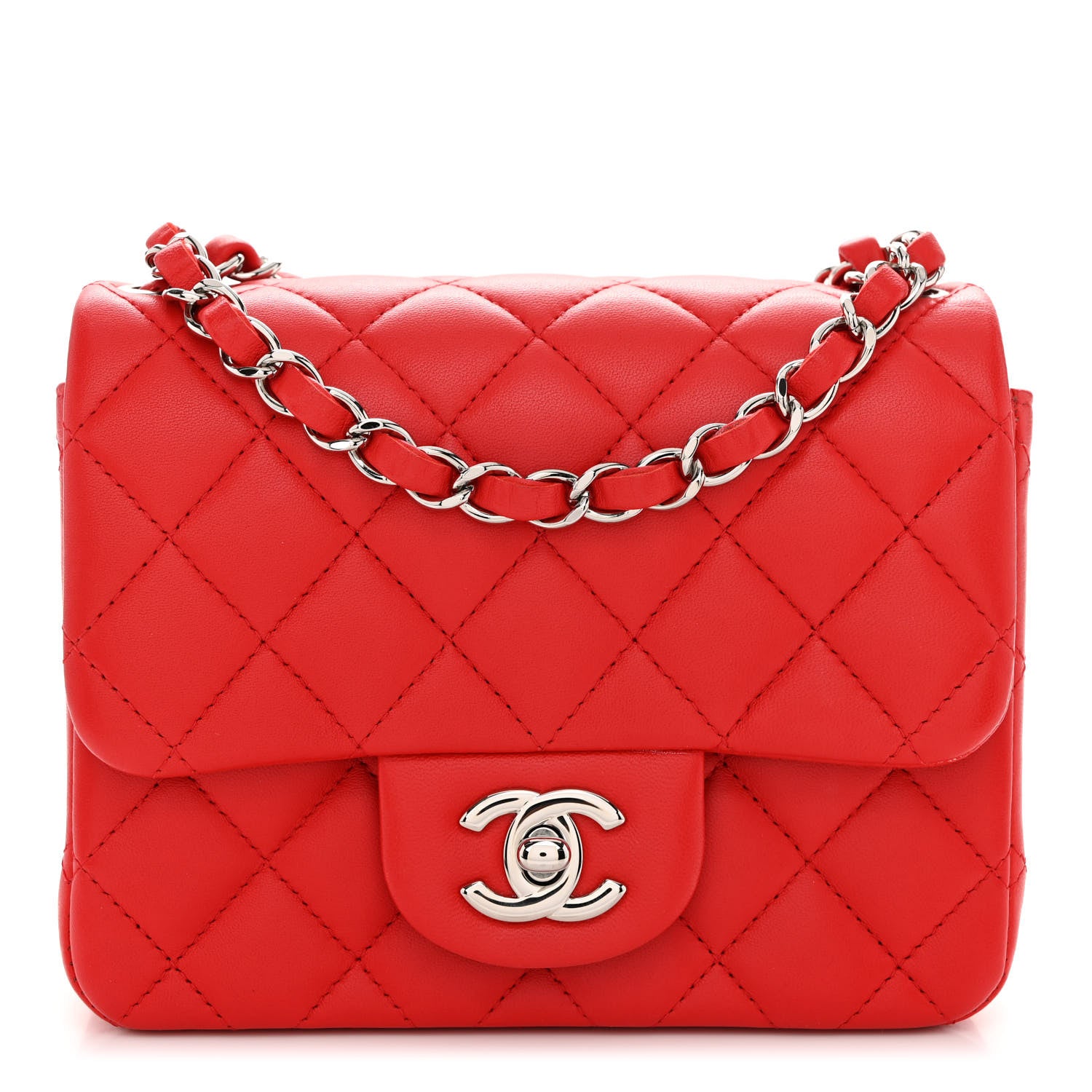 Chanel Lambskin Quilted Mini Square Flap Red 1 of 11