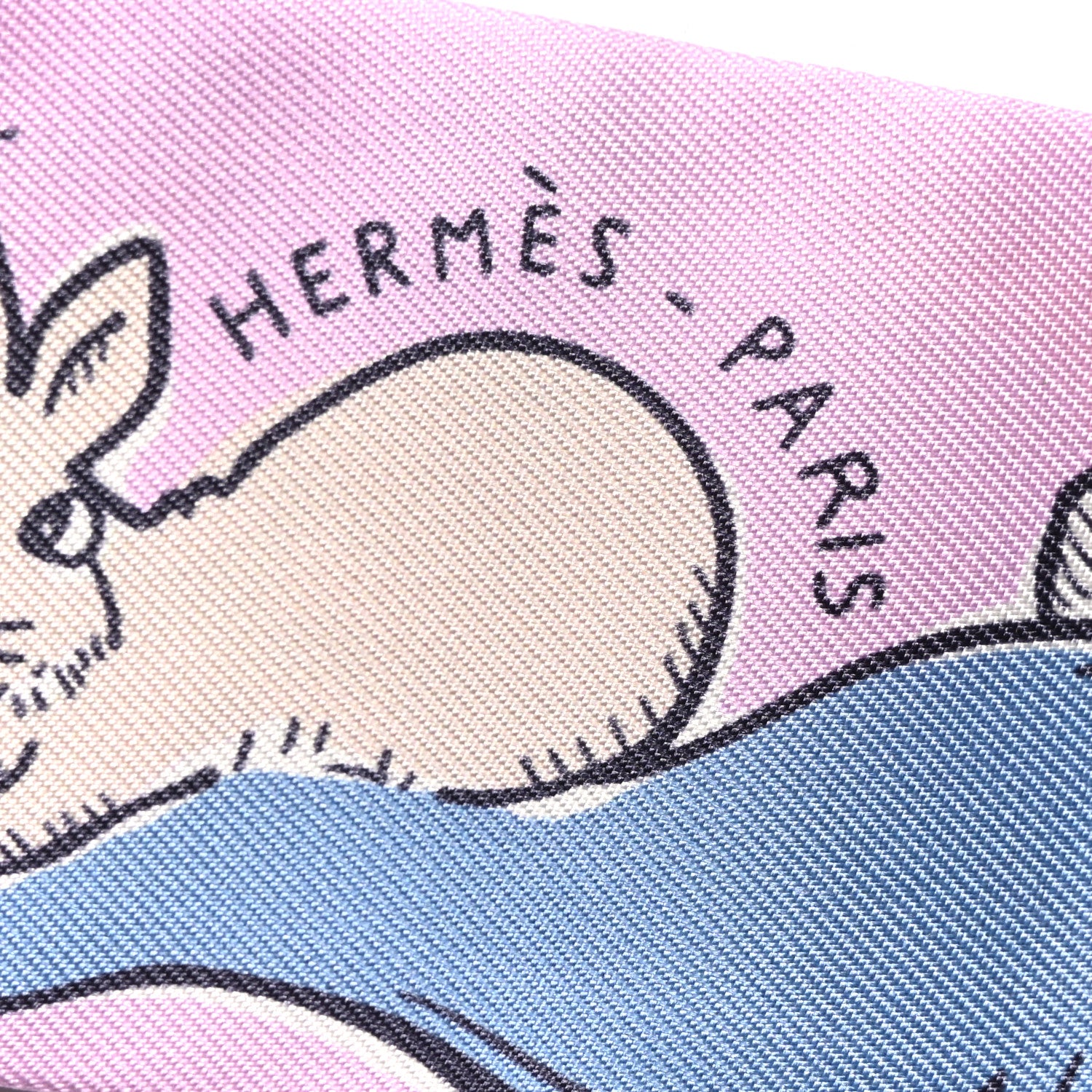 Hermes Silk Mille Et Un Lapins Twilly Parme Rouge Vif Camel 2 of 4
