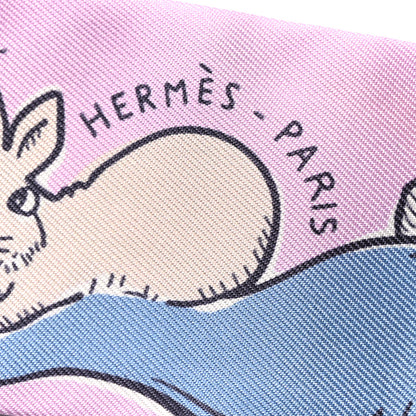 Hermes Silk Mille Et Un Lapins Twilly Parme Rouge Vif Camel 2 of 4