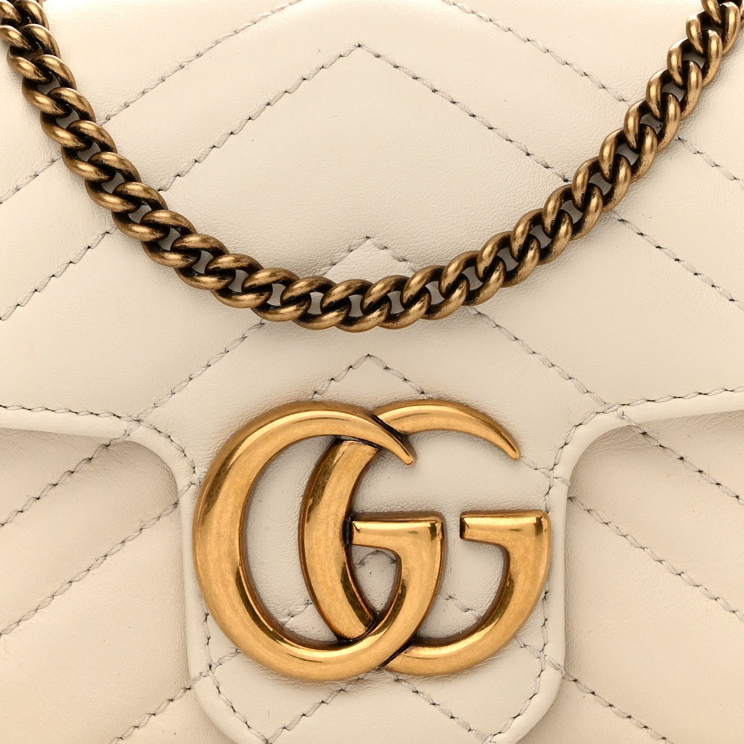 Gucci Calfskin Matelasse Super Mini GG Marmont Shoulder Bag White 8 of 11