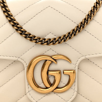 Gucci Calfskin Matelasse Super Mini GG Marmont Shoulder Bag White 8 of 11