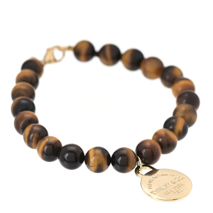 Tiffany 18K Yellow Gold 8mm Tiger's Eye Return to Tiffany Bead Bracelet 1 of 5
