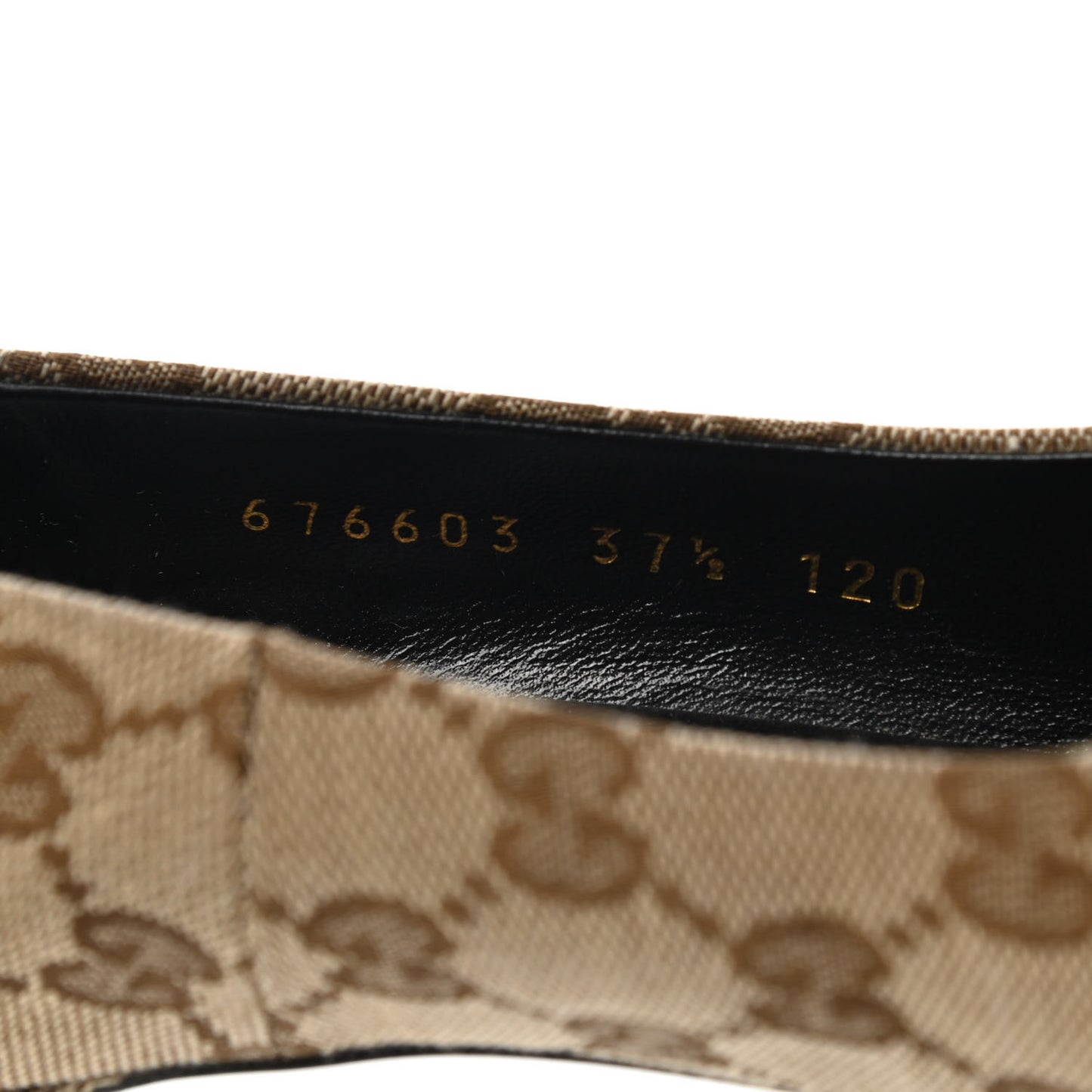 X GUCCI GG Monogram Square Knife 80mm Pumps 37.5 Beige Ebony