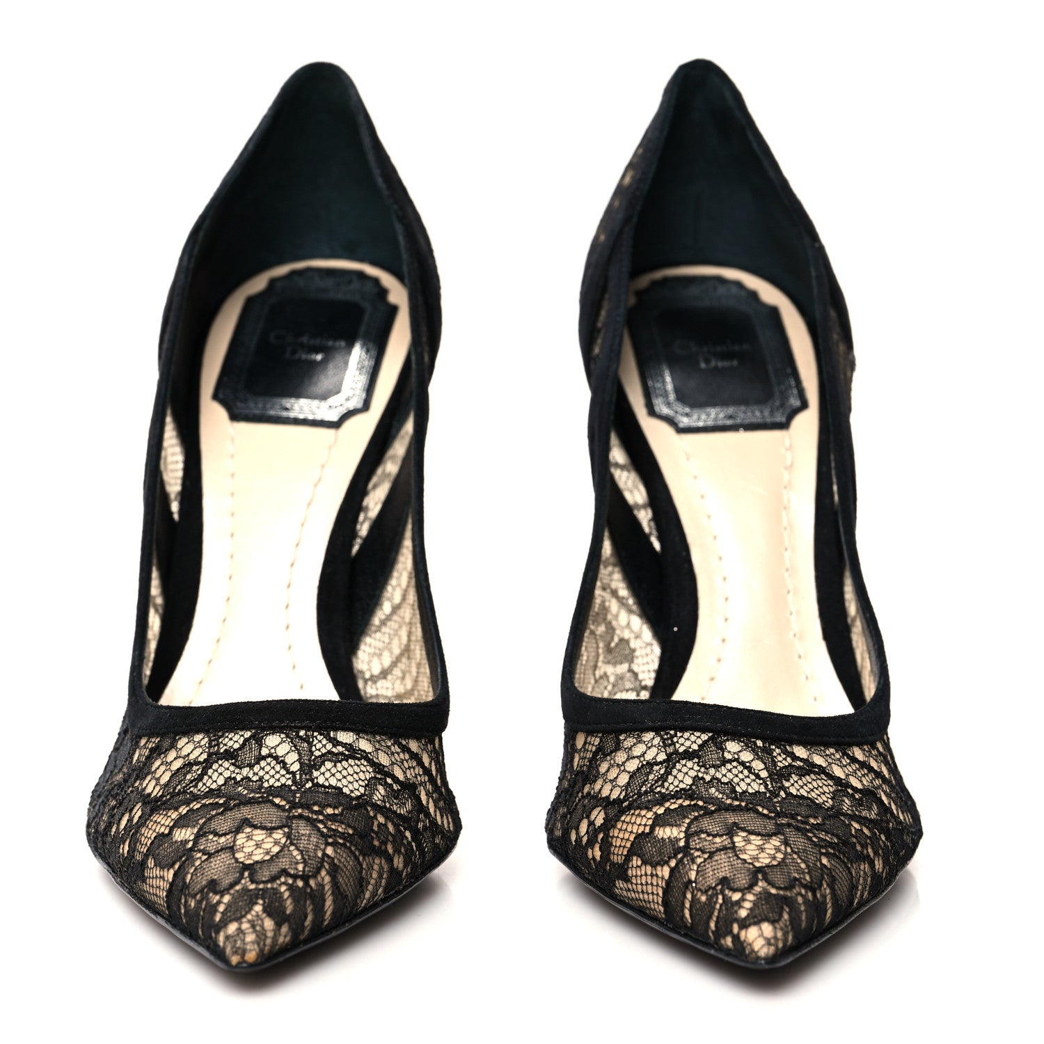 Christian Dior Lace Suede Lingerie Pumps 36.5 Black 3 of 7
