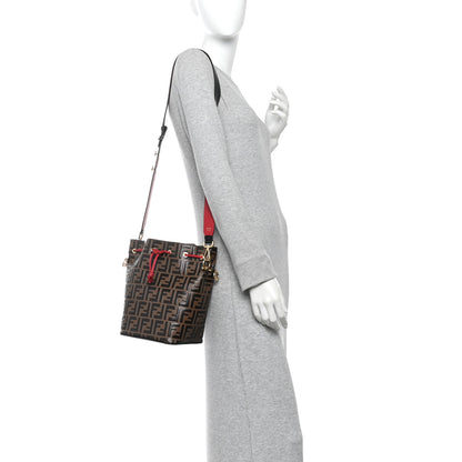 Fendi Vitello Grace F is Fendi Bi-Color FF 1974 Embossed Grande Mon Tresor Bucket Bag Maya Black Fragola 2 of 10