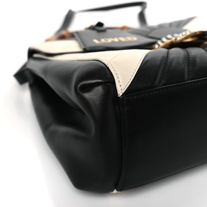 Gucci Calfskin Bamboo Trapuntata Queen Margaret Top Handle Bag Mystic White Black 8 of 9