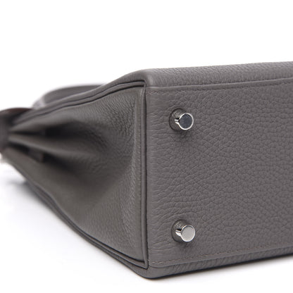 Hermes Togo Horseshoe Kelly Retourne 25 Etain Plomb 8 of 10