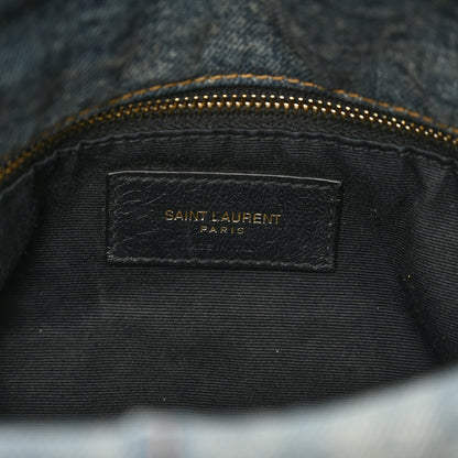 Saint Laurent Denim Quilted Small Loulou Puffer Monogram Chain Satchel Blue Cinnamon 6 of 9