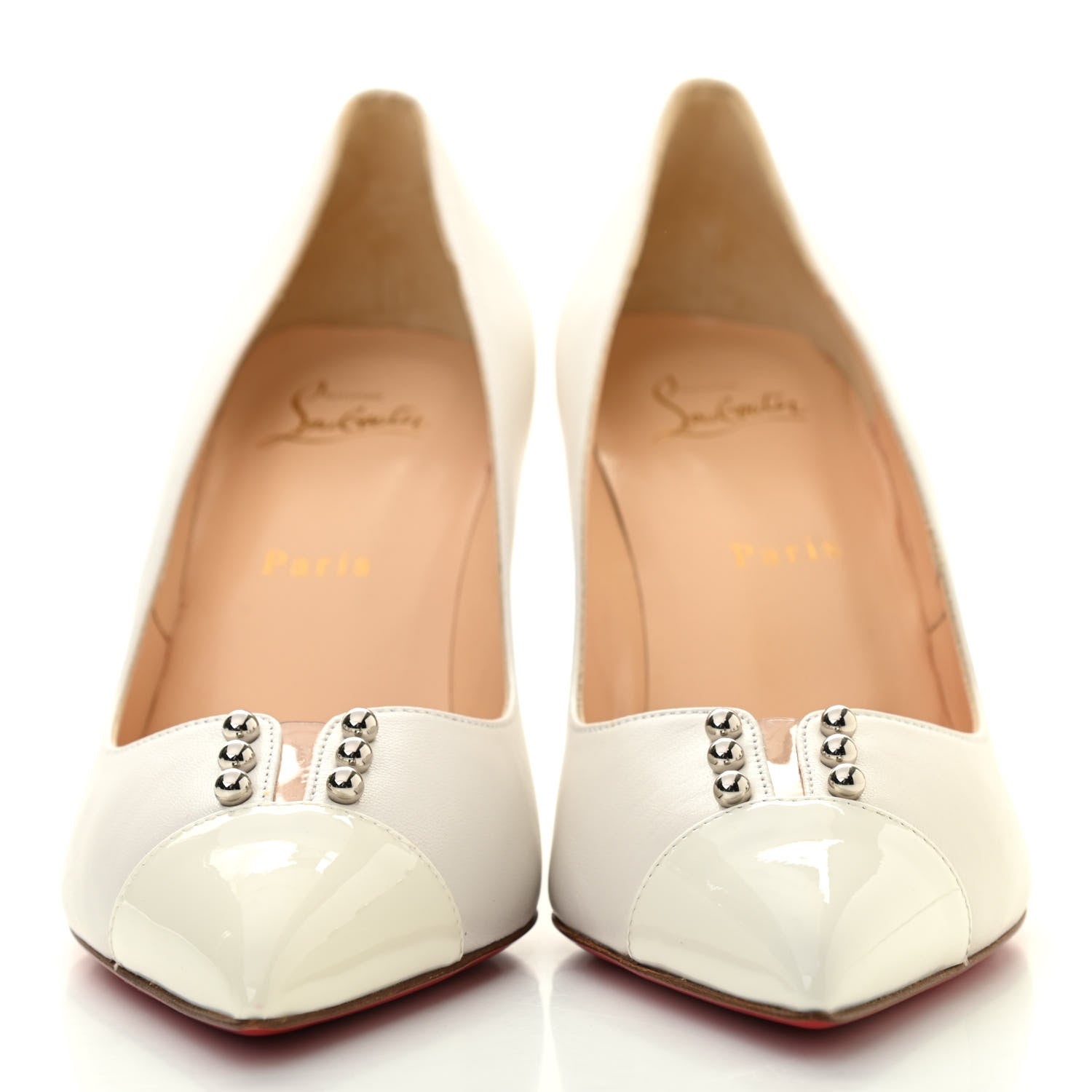Christian Louboutin Nappa Patent Studded Predupump 85 Pumps 39.5 White 2 of 12