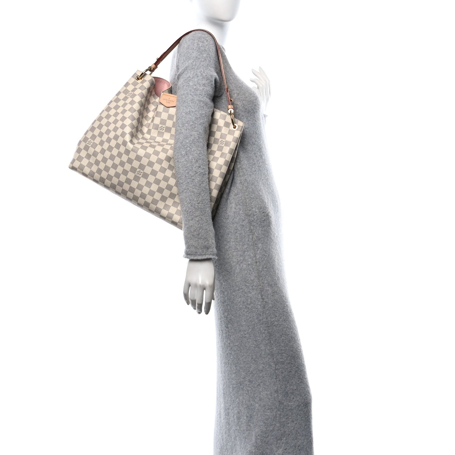 Louis Vuitton Damier Azur Graceful MM Rose Ballerine 3 of 9