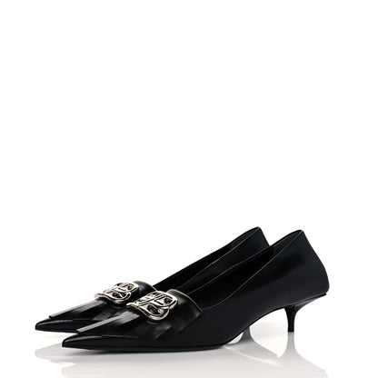 Balenciaga Shiny Kidskin Fringe Pointy Toe BB Knife Pumps 38 Black 3 of 8