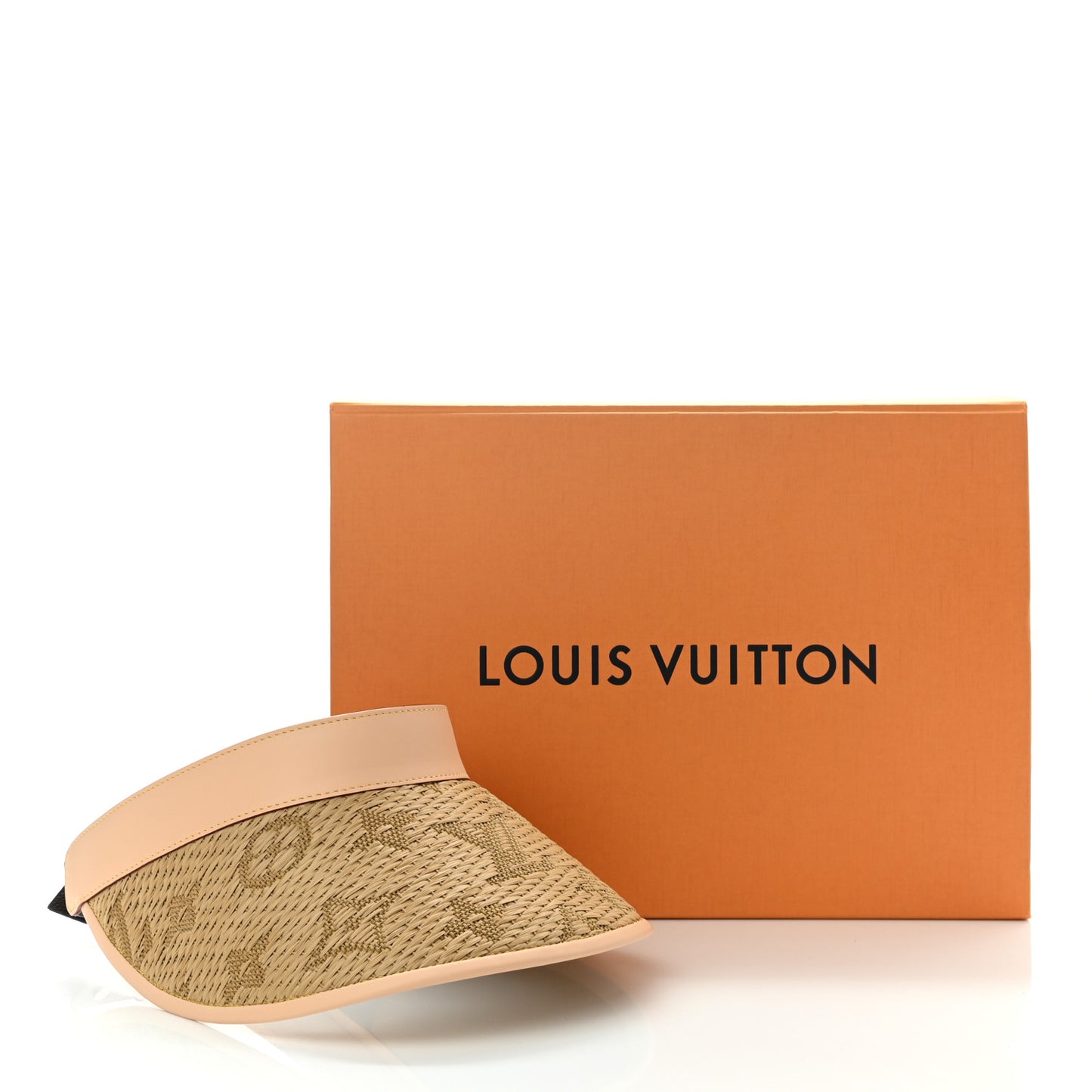 Calfskin Raffia Monogram Strawgram Visor Natural