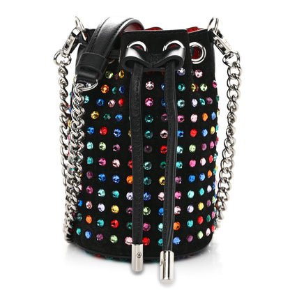 Christian Louboutin Calfskin Suede Strass Mini Marie Jane Bucket Black Multicolor 1 of 9