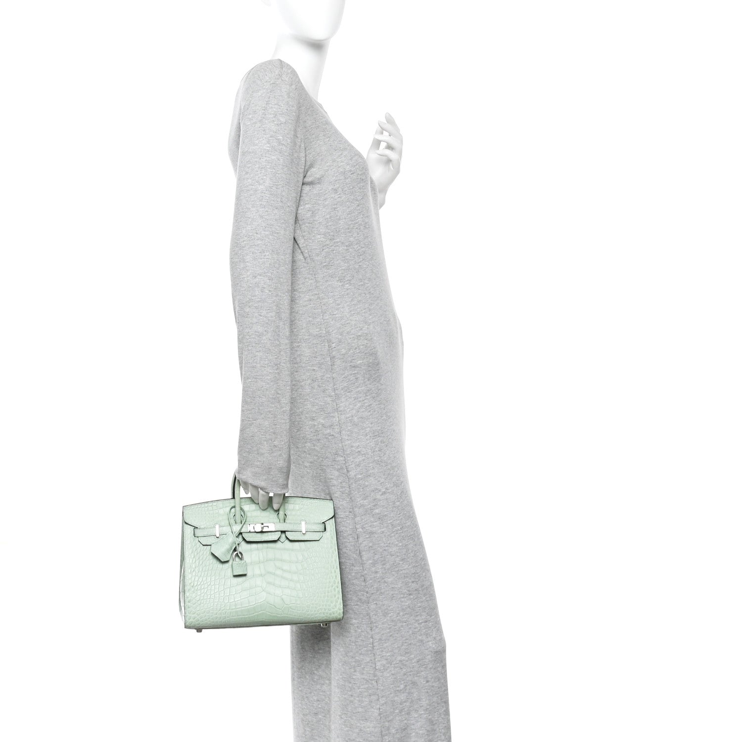 Hermes Matte Alligator Birkin Sellier 25 Vert D'eau 2 of 13