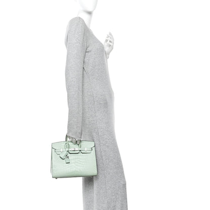 Hermes Matte Alligator Birkin Sellier 25 Vert D'eau 2 of 13