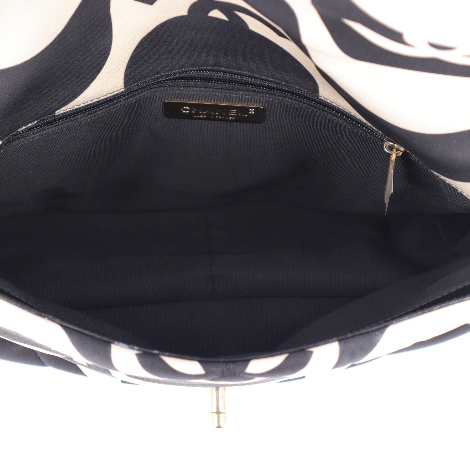 Chanel Fabric Printed Large Chanel 19 Flap Black Ecru 5 of 10