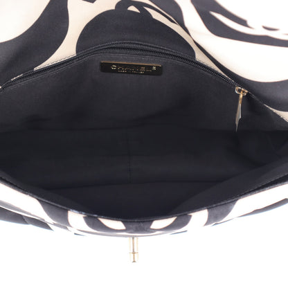 Chanel Fabric Printed Large Chanel 19 Flap Black Ecru 5 of 10