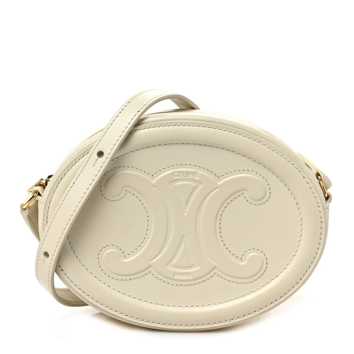 Celine Smooth Calfskin Cuir Small Triomphe Oval Crossbody Purse Trench 1 of 8