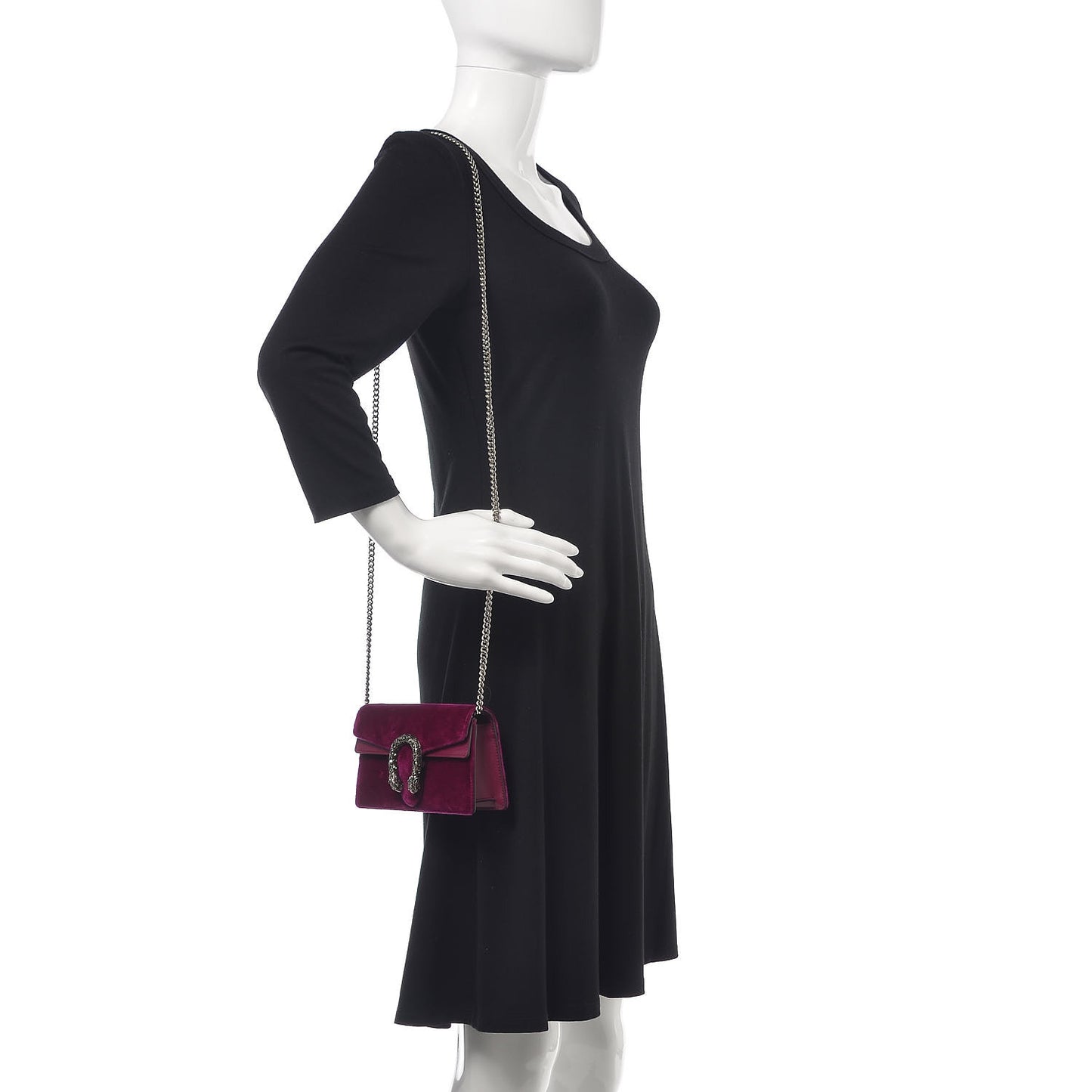 Velvet Super Mini Dionysus Shoulder Bag Fuchsia Violet Cyclamen