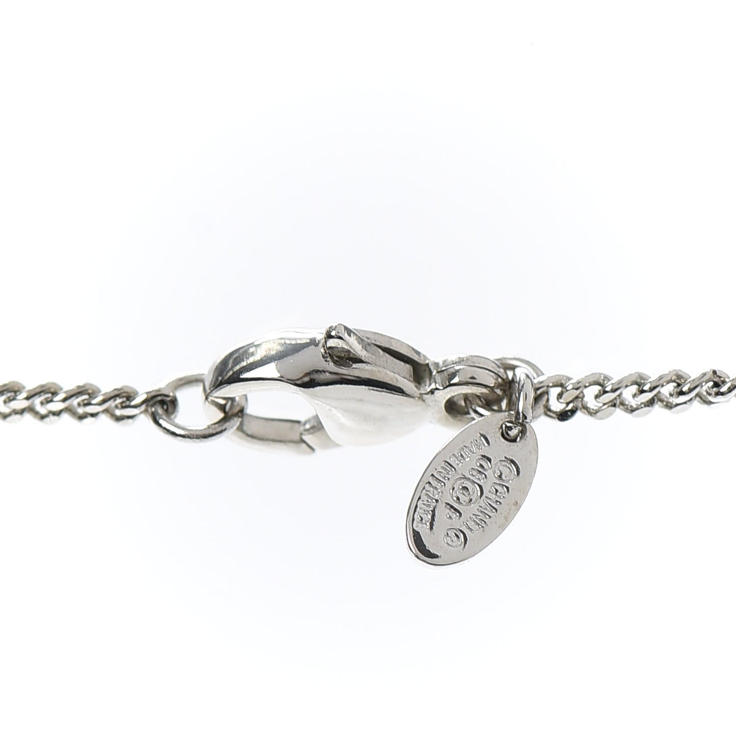 Enamel CC Camellia Necklace Silver Black