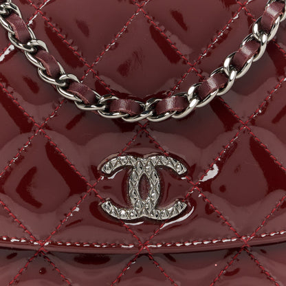 Chanel Patent Quilted Brilliant Wallet On Chain WOC Dark Burgundy 9 of 11