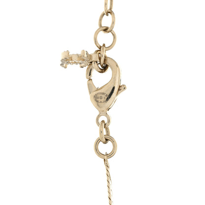 Chanel Crystal Textured CC Pendant Necklace Gold 5 of 5