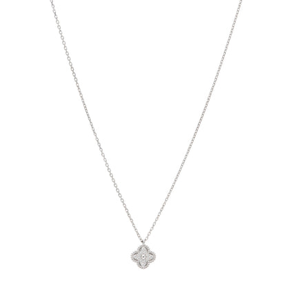 Van Cleef & Arpels 18K White Gold Diamond Sweet Alhambra Pendant Necklace 1 of 6