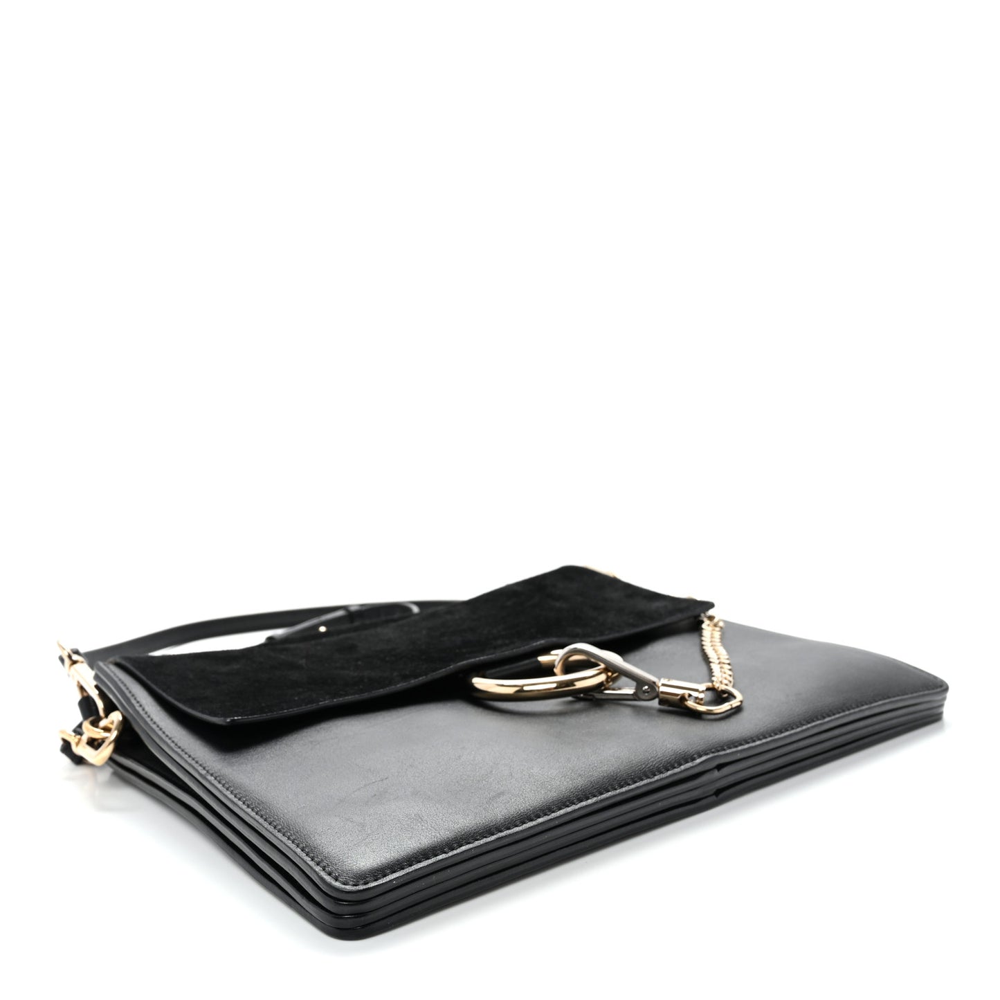 Suede Calfskin Medium Faye Shoulder Bag Black