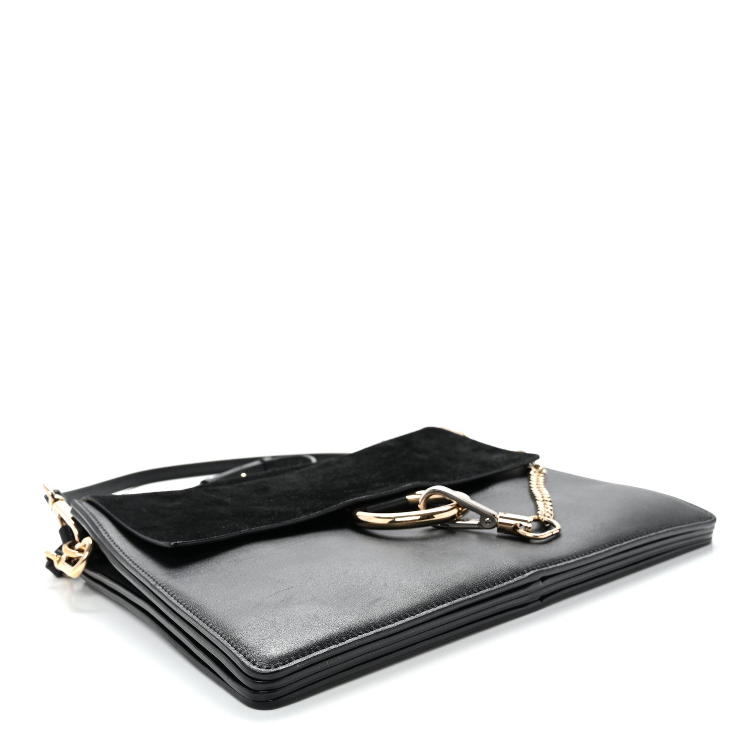 Chloe Suede Calfskin Medium Faye Shoulder Bag Black 3 of 9