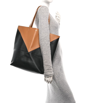 Loewe Shiny Calfskin Large  Puzzle Fold Tote Warm Desert Black 2 of 12