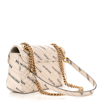 Gucci X BALENCIAGA Calfskin Matelasse Logo Print Small GG Marmont Shoulder Bag White 2 of 9
