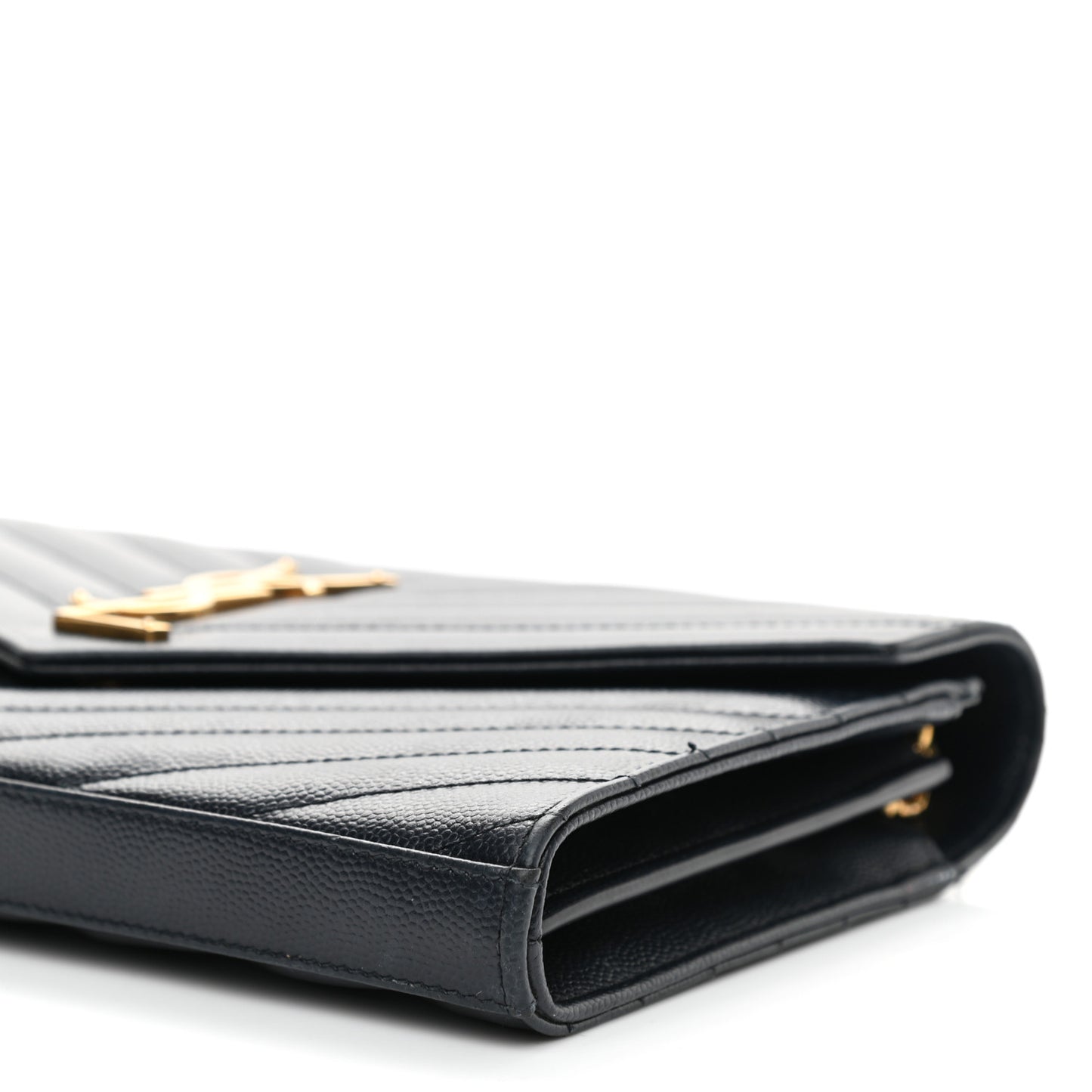 Grain De Poudre Matelasse Chevron Monogram Chain Wallet Navy